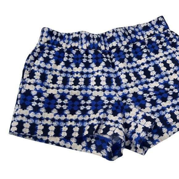 J.Crew Womens Blue & White Patterned Linen-Cotton Blend Drawstrim Shorts Size 2 - Picture 11 of 12